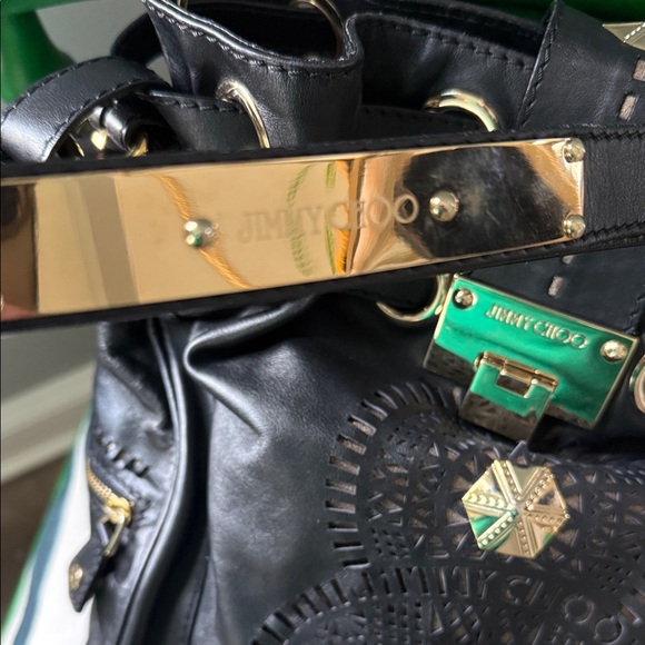 Jimmy Choo Riki Pyramid Black Leather Tote Bag - Picture 3 of 8